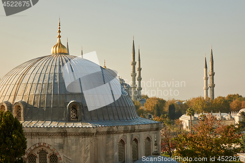 Image of Dome and tower of the mosque. Turkey, Istanbul