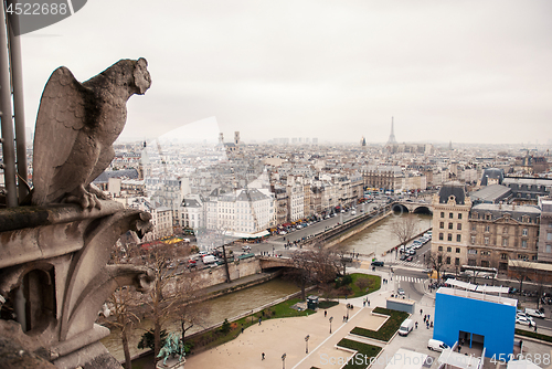 Image of Gargoyles of Paris on Notre Dame Cathedral church