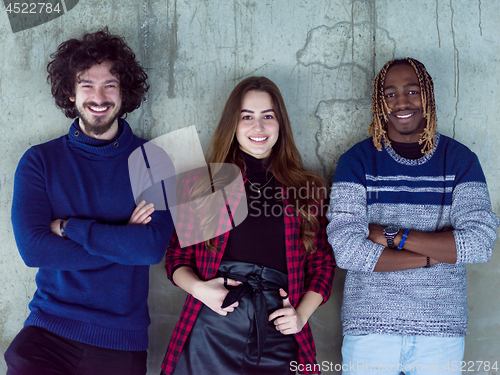 Image of portrait of multiethnic business people on construction site