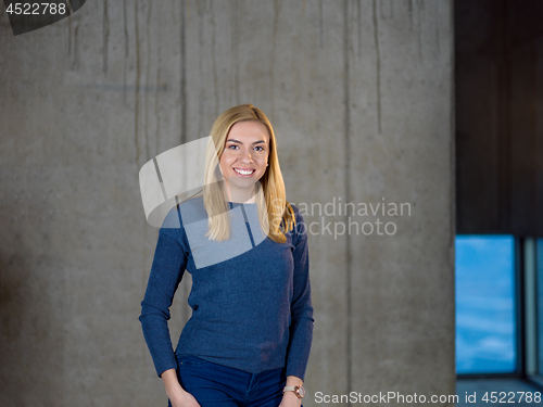 Image of portrait of young female architect on construction site