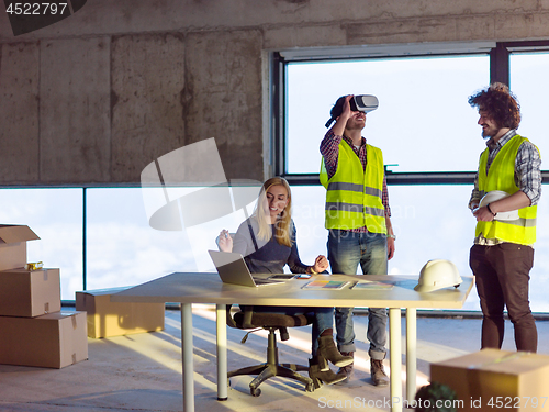 Image of group of business people,architect and engineer on construction 