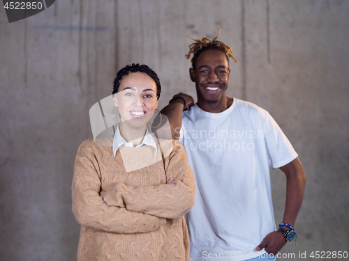 Image of portrait of multiethnic business people on construction site