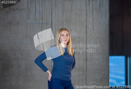 Image of portrait of young female architect on construction site