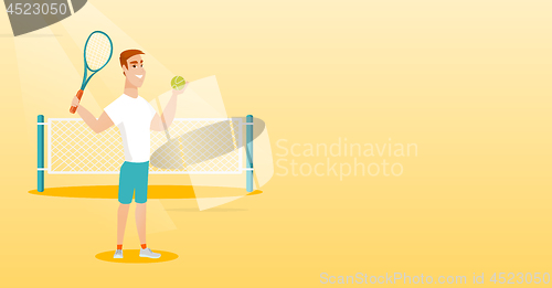 Image of Young caucasian tennis player.