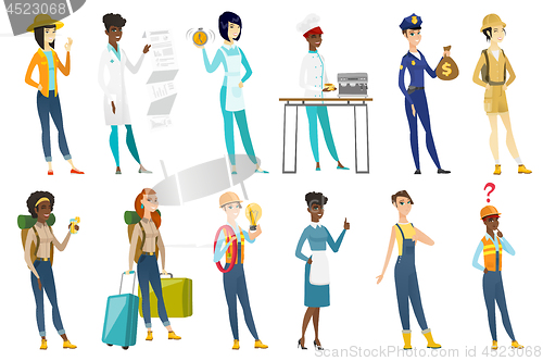 Image of Professional women vector illustrations set.