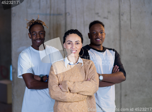 Image of portrait of multiethnic business people on construction site