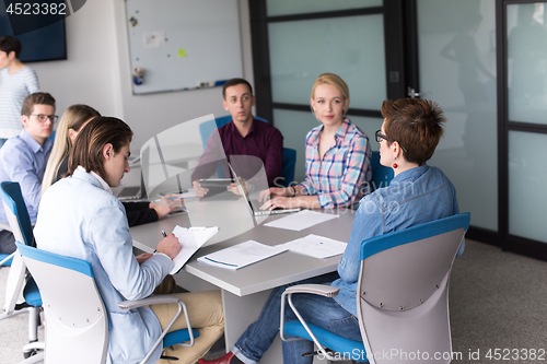 Image of Business Team At A Meeting at modern office building