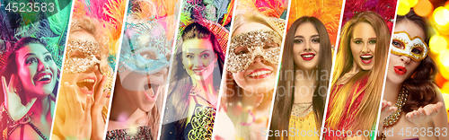 Image of Beautiful young women in carnival mask