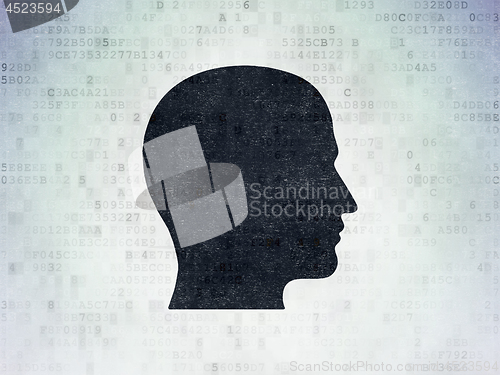 Image of Data concept: Head on Digital Data Paper background