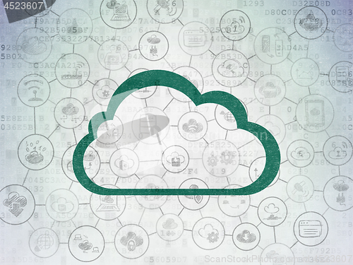 Image of Cloud networking concept: Cloud on Digital Data Paper background