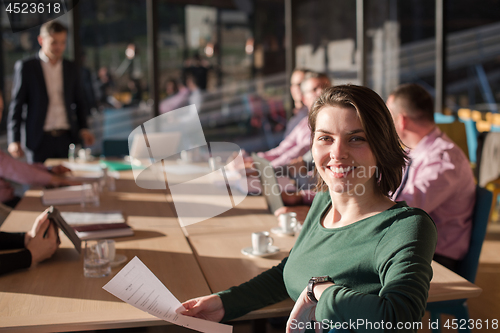 Image of Business Team At A Meeting at modern office building