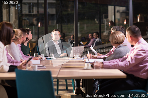 Image of Business Team At A Meeting at modern office building