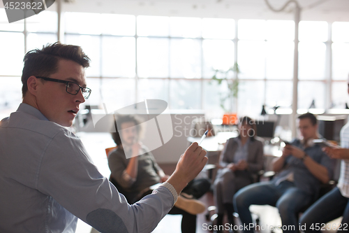 Image of Young Business Team At A Meeting at modern office building