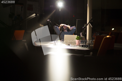 Image of businessman relaxing at the desk