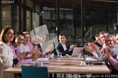 Image of Business Team At A Meeting at modern office building