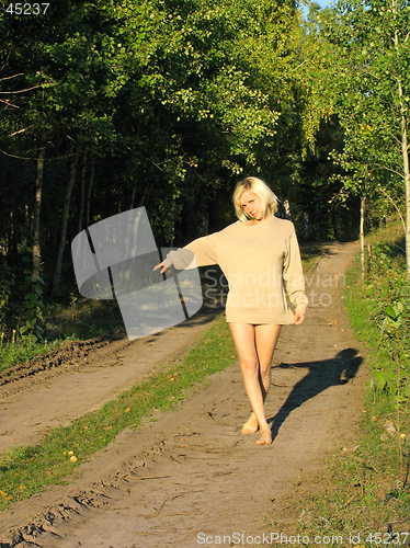 Image of Girl on the forest roud