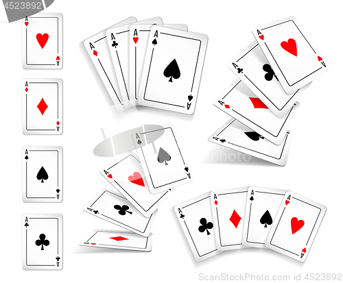 Image of Several variants Set of four aces deck of cards