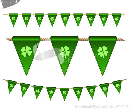 Image of Green festive flags with clovers