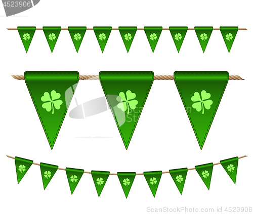Image of Green festive flags with clovers