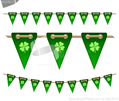 Image of Green festive flags with clovers