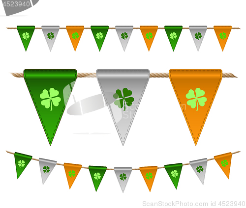 Image of Colorful festive flags with clovers