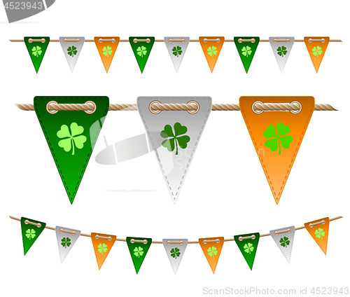 Image of Colorful festive flags with clovers