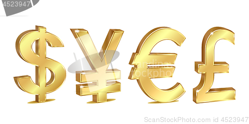 Image of Set of golden currency sign