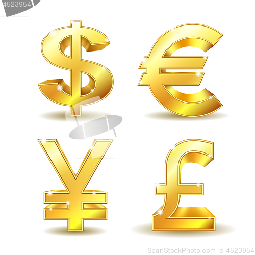 Image of Set of golden currency sign