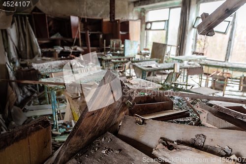 Image of Abandoned Classroom in School number 5 of Pripyat, Chernobyl Exclusion Zone 2019