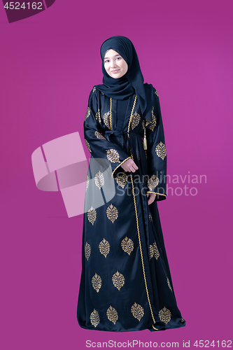 Image of muslum woman with hijab in modern dress