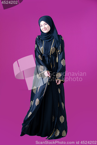 Image of muslum woman with hijab in modern dress