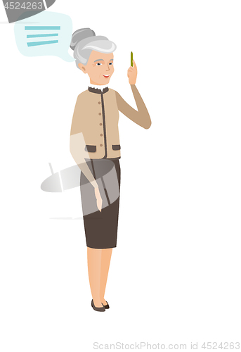 Image of Senior caucasian business woman with speech bubble