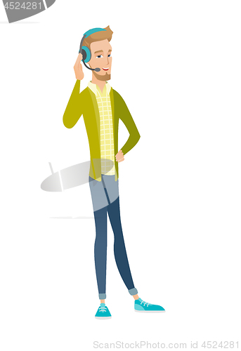 Image of Caucasian customer service operator in headset.