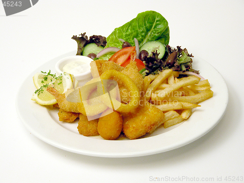 Image of Fish and chips with tartar mayo and salad