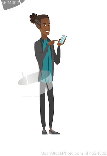 Image of African-american businessman holding mobile phone.