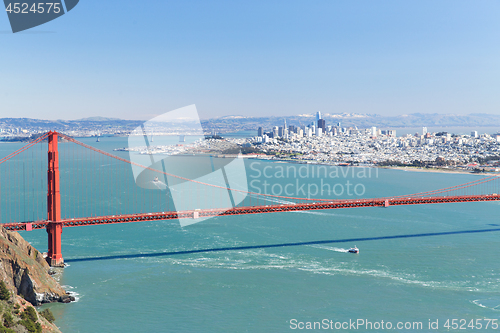 Image of view of golden gate bridge over san francisco bay