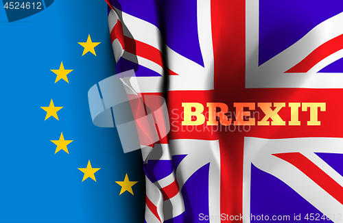 Image of Brexit, the exit of Great Britain from the European Union. Vector illustration with flags of UK and EU