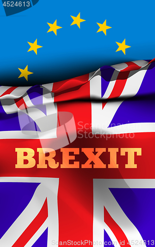 Image of Brexit, the exit of Great Britain from the European Union. Vector illustration with flags of UK and EU