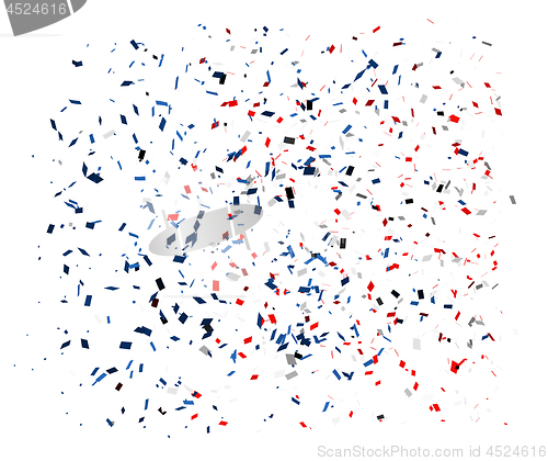 Image of Confetti in red, blue and white colors on a white background. Vector