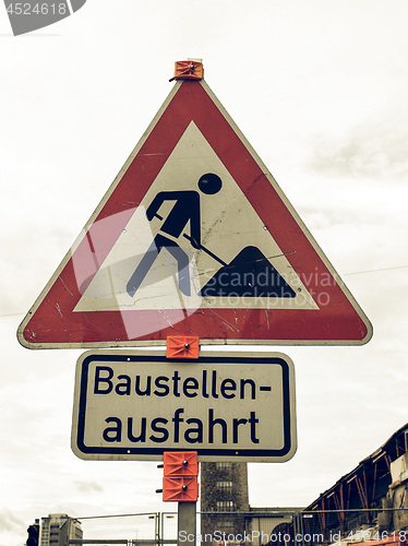 Image of Vintage looking Roadworks sign