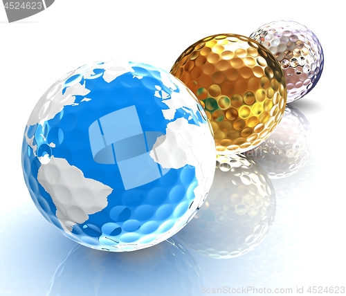 Image of Global golf winner concept with golf balls. 3d illustration