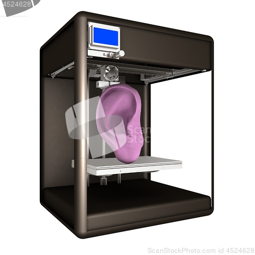 Image of Medical 3d printer for duplication of human ear. 3D Bio-printer.