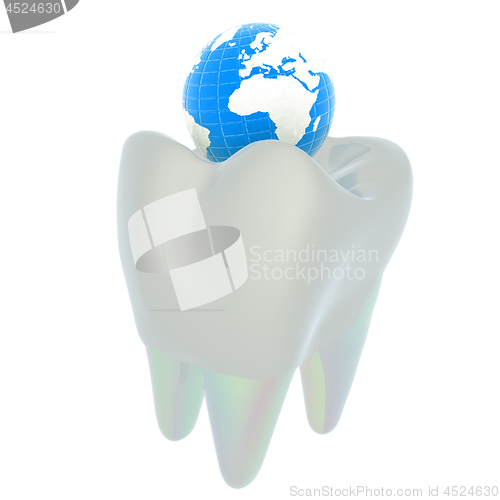 Image of Tooth and Earth. 3d illustration