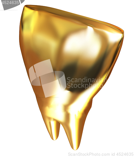 Image of Gold tooth. 3d illustration