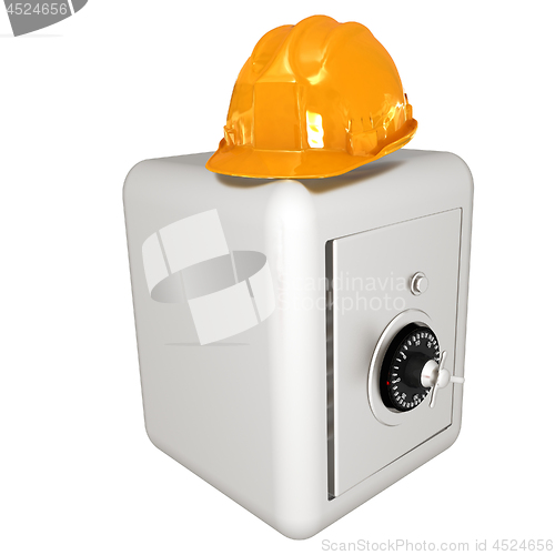 Image of Safe and hard hat. Technology icon. 3d render