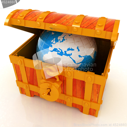 Image of Earth in a chest. 3d illustration