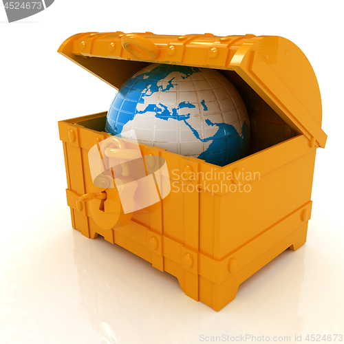 Image of Earth in a chest. 3d illustration