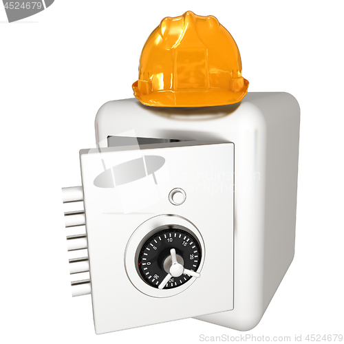 Image of Safe and hard hat. Technology icon. 3d render