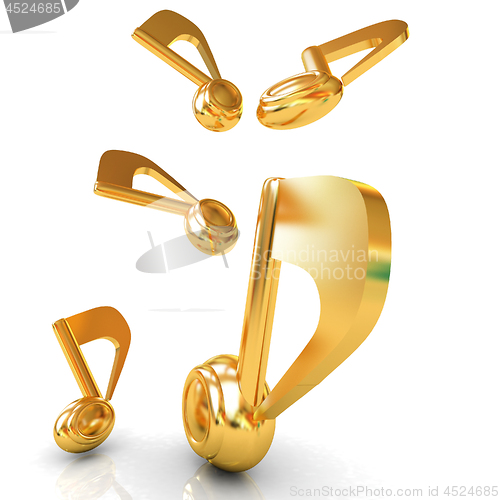 Image of Gold music notes. 3d render