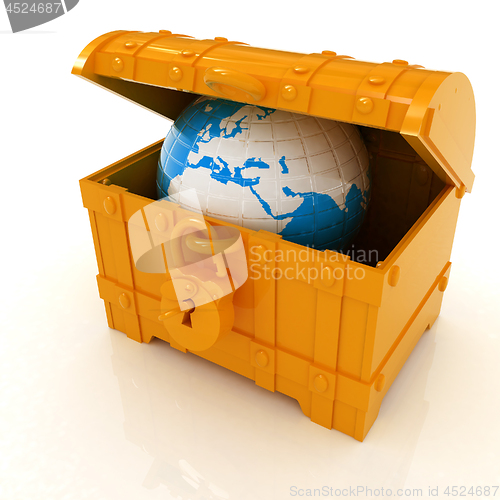 Image of Earth in a chest. 3d illustration